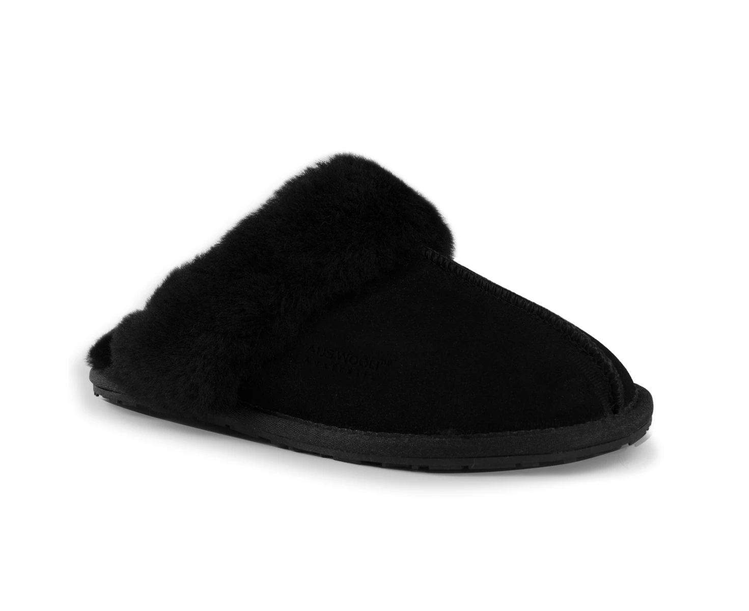 Aus Wooli Ugg Shelley Unisex Sheepskin Wool Shelley Slippers - Black