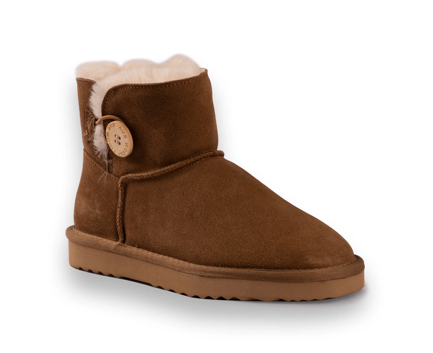 Aus Wooli Ugg Cabarita Short Sheepskin Button Boot - Copper