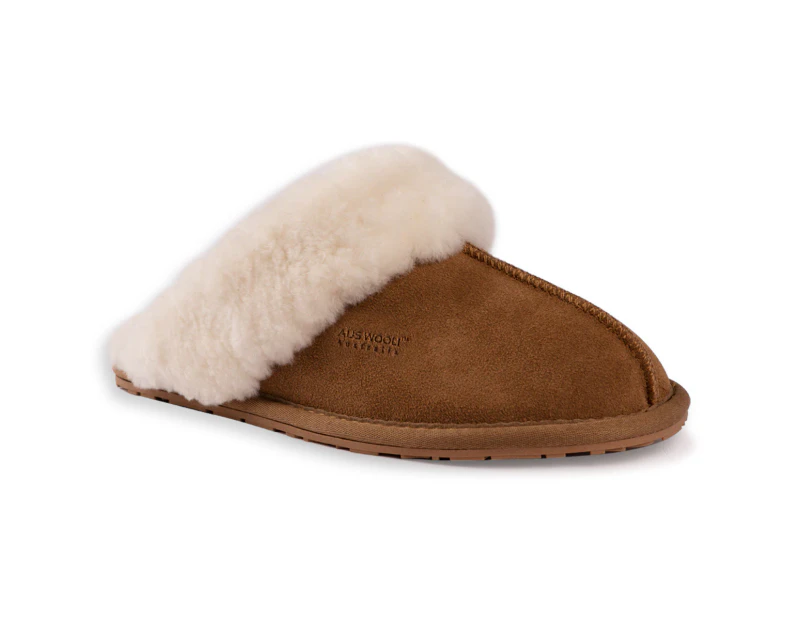 Aus Wooli Ugg Shelley Unisex Sheepskin Wool Shelley Slippers - Copper