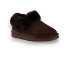 Aus Wooli Ugg Coogee Unisex Sheepskin Wool Traditional Ankle Slippers - Brown