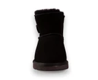 Aus Wooli Ugg Cabarita Short Sheepskin Button Boot - Black