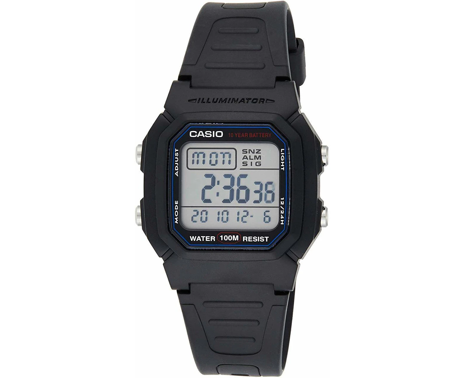 Casio Black 100m Dual Time Unisex Digital Sports Watch W 800H 1A