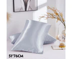 2x Silk Satin Pillow Case Cover Solid Standard Bedding Smooth Soft Pillowcase