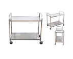 SOGA 2X 2 Tier 75x40x83.5cm Stainless Steel Kitchen Dinning Food Cart Trolley Utility Small