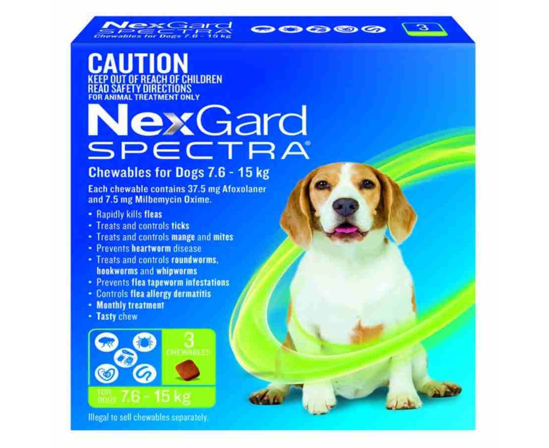 Nexgard Spectra Medium Green 7.6-15kg | Catch.com.au