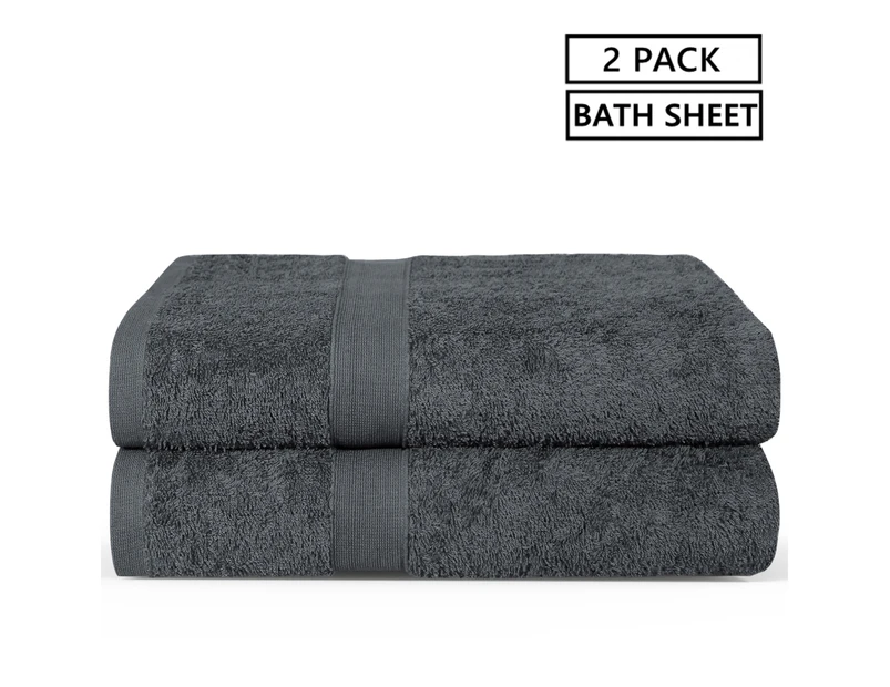 JustLINEN 550GSM 2 Pieces Cotton Bathroom Bath Sheets Set-Charcoal