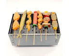30CM Portable Zinc-Iron Alloy Charcoal Hibachi BBQ Grill With Stainless Steel Grill Rack + 10 Pcs Stainless Steel Flat Skewers