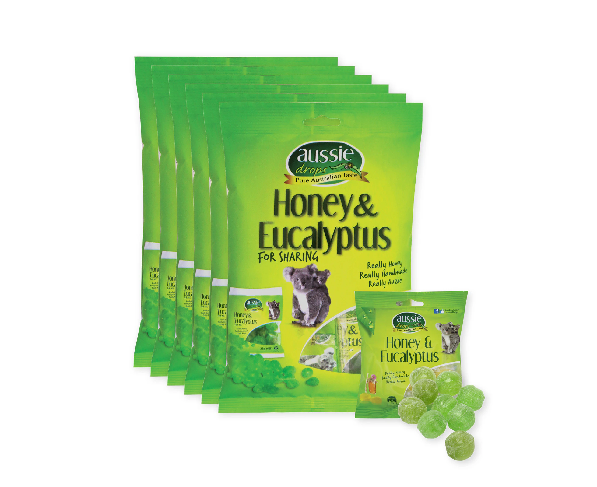 Aussie Drops 12PK Honey & Eucalyptus Share Pack 12 x 150g Bags