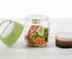 Gourmet Kitchen 2-Compartment Portable Glass Food Container - Clear/Green