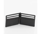 RFID Genuine Cowhide Leather Slim Mens Money Clip Wallet - Black