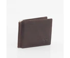 RFID Genuine Cowhide Rugged Leather Men Money Clip Wallet - Brown
