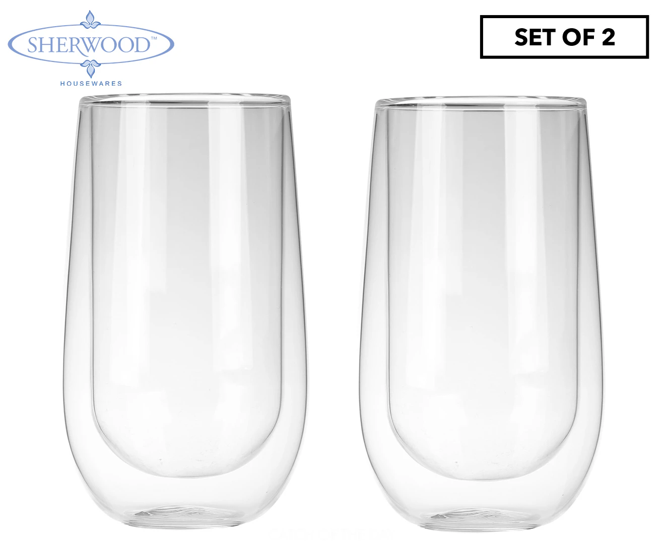 Set of 2 Sherwood 400mL Double Wall Coffee Glasses