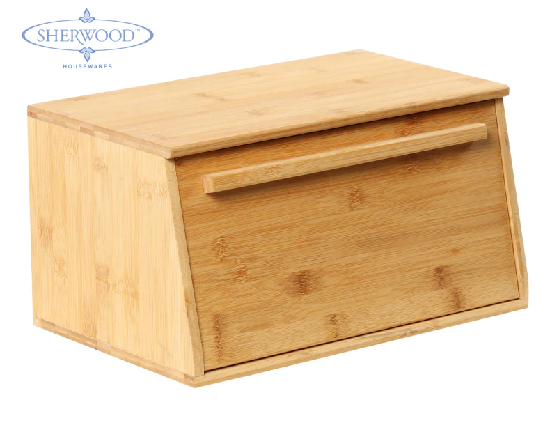 Sherwood Home Bamboo Bread Box With Lid Natural Bamboo 24x38x20cm