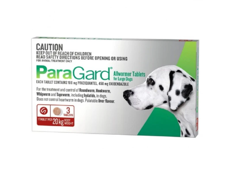 ParaGard Allwormer Tablets for Large Dogs 20kg 3pk