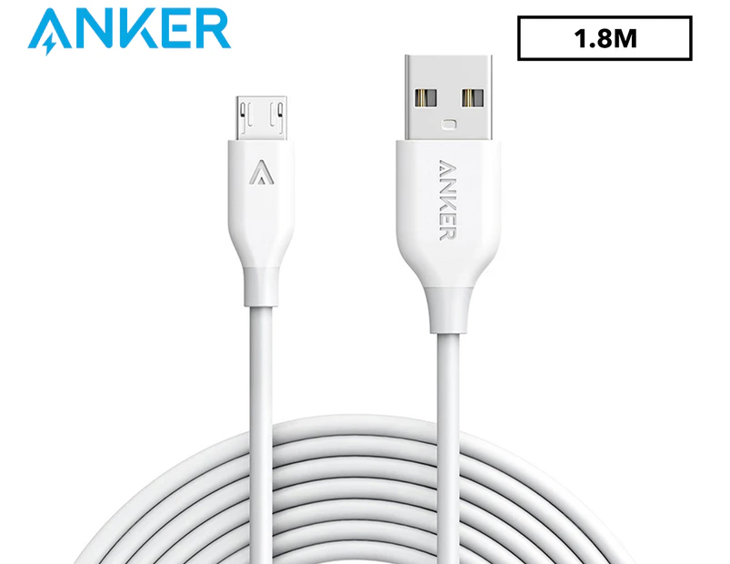 Anker 1.8m PowerLine Micro-USB to USB Charging Cable - White