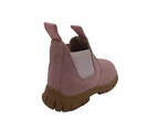 Grosby Ranch Suede Toddler Kids Boots Leather Upper Pull on Tabs Elastic Panels - Pink