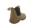 Grosby Ranch Suede Toddler Kids Boots Leather Upper Pull on Tabs Elastic Panels - Wheat