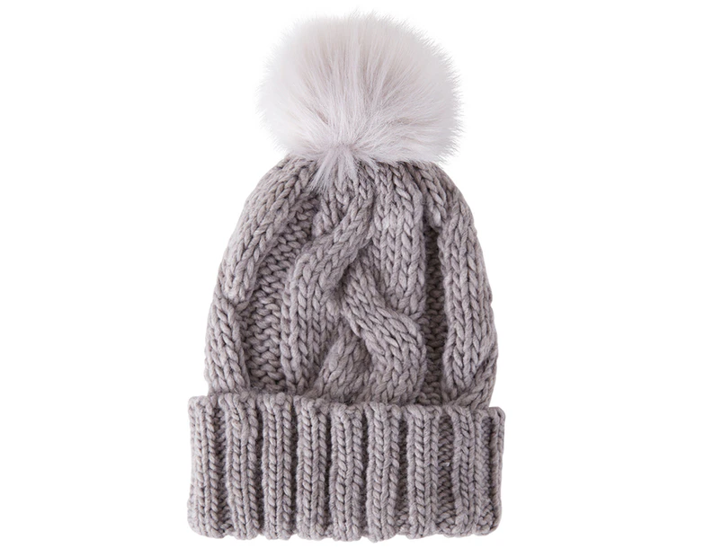 AC-LAB Cable Knit Beanie - Grey Marle