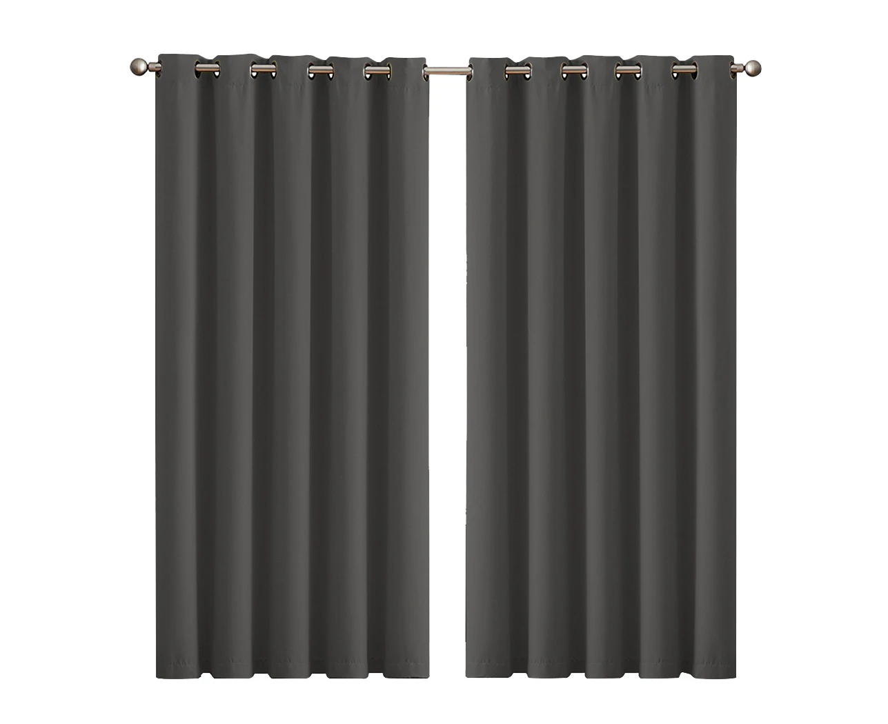 2x Blockout Curtains Panels 3 Layers Eyelet Room Darkening 180x230cm Charcoal