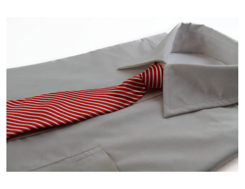 Kids Boys Red Black White Diagonal Patterned Elastic Neck Tie Polyester