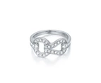 Love Knot Statement Ring with Swarovski Crystals Rhodium Plated