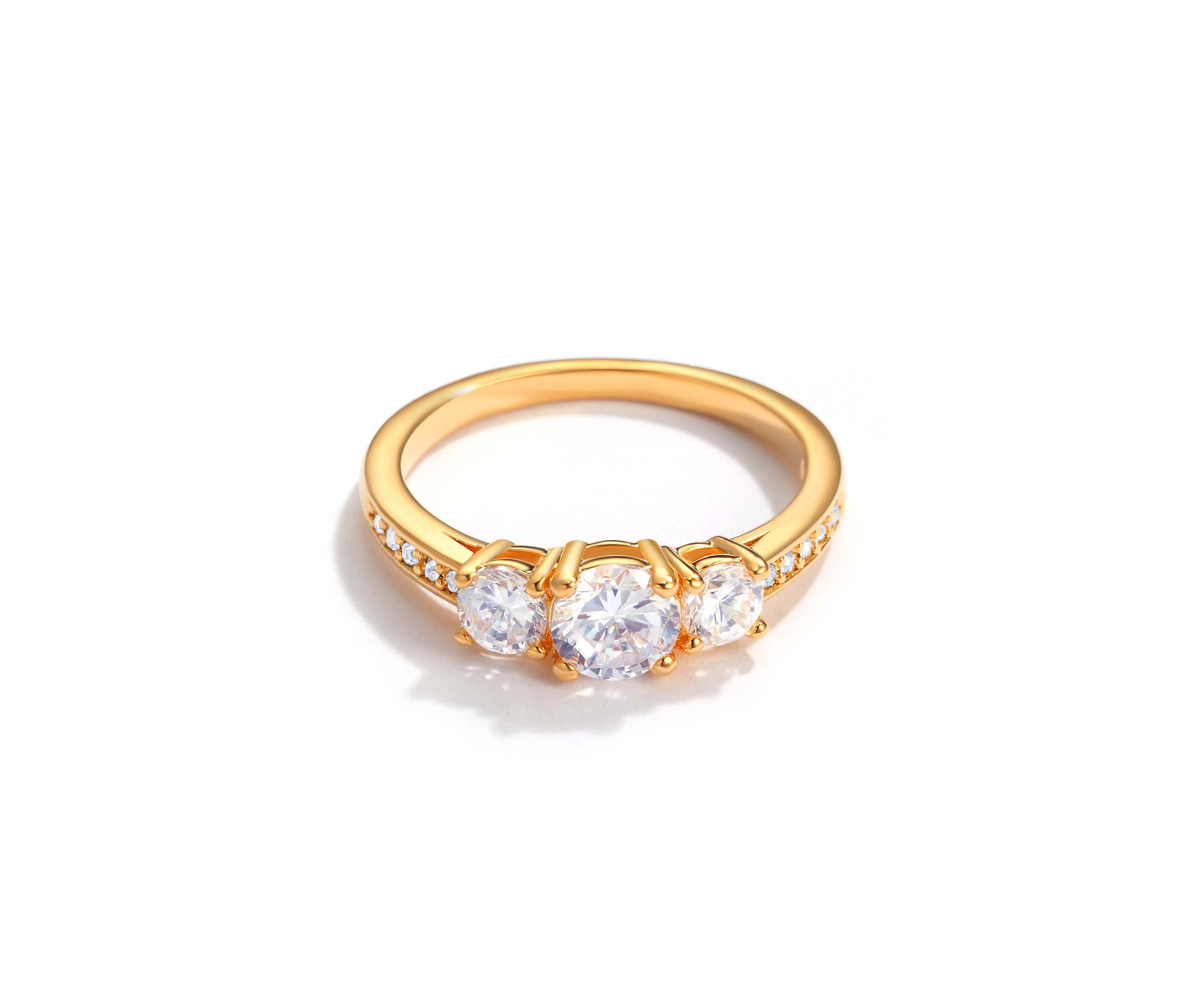 Attract Trilogy Ring with Clear Cubic Zirconia Gold Plated