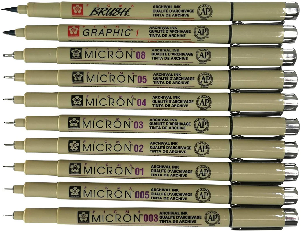 Sakura Pigma Micron 10 Fineliner pens Black Archival Ink Artist Drawing Sketch pens