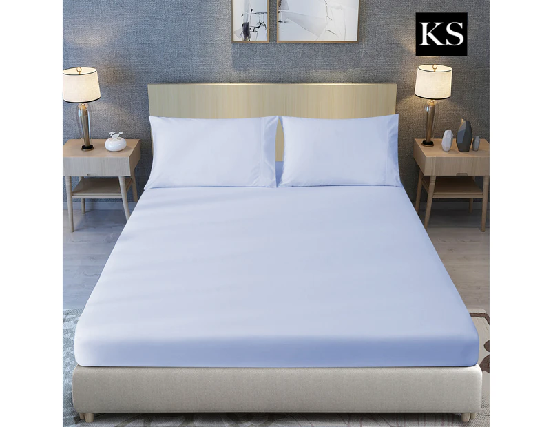 JustLINEN 300 TC King Single Size Bedding Soft Bed Sheet Set - Light blue