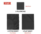JustLINEN Single Size 300 TC Bedding Soft Bed Sheet Set - Black
