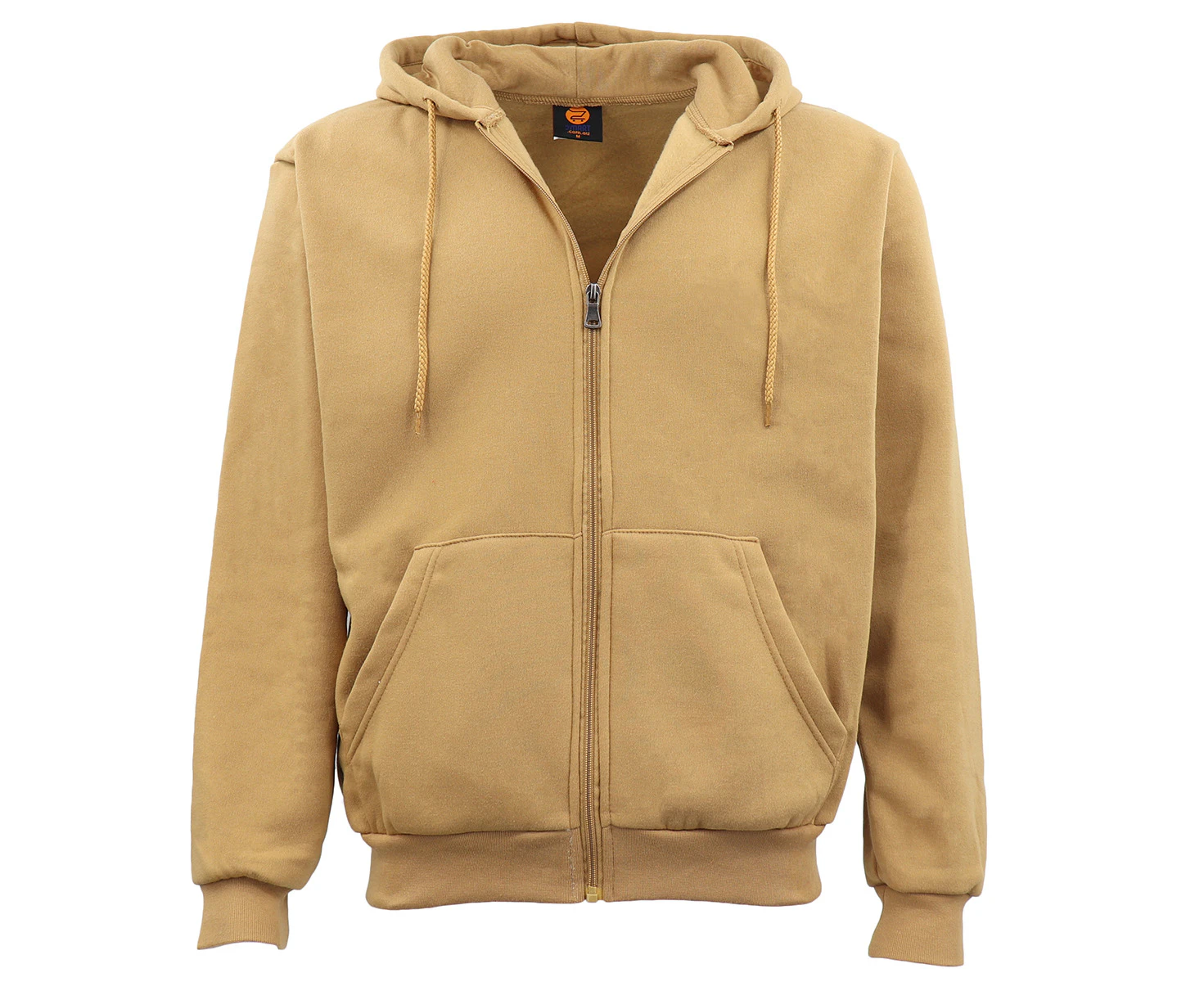 Adult Unisex Zip Plain Fleece Hoodie Hooded Jacket Mens Sweatshirt Jumper XS-6XL - Tan