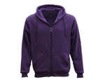 Adult Unisex Zip Plain Fleece Hoodie Hooded Jacket Mens Sweatshirt Jumper XS-6XL - Purple