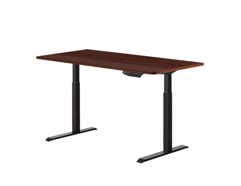 Artiss Standing Desk Adjustable Height Desk Dual Motor Black Frame Walnut Desk Top 120cm