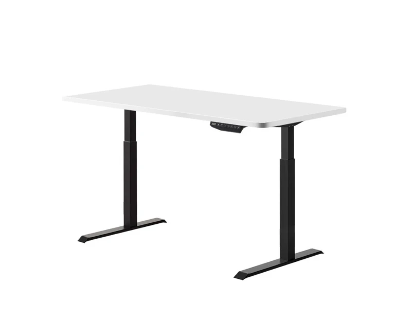 Artiss Standing Desk Adjustable Height Desk Dual Motor Black Frame White Desk Top 140cm