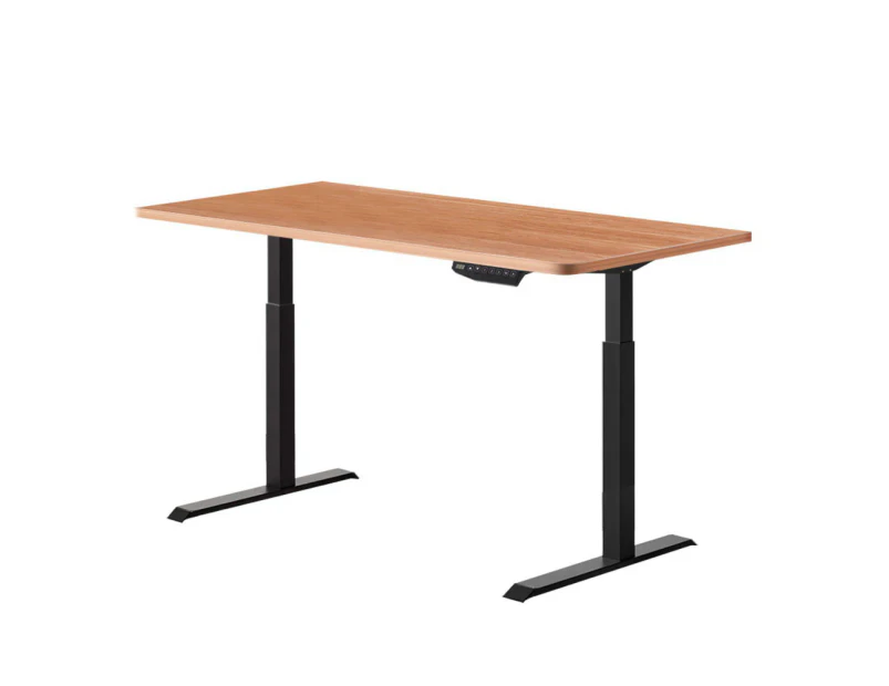 Artiss Standing Desk Adjustable Height Desk Dual Motor Black Frame Oak Desk Top 140cm
