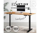 Artiss Standing Desk Adjustable Height Desk Dual Motor Black Frame Oak Desk Top 120cm