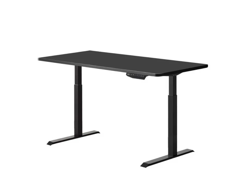 Artiss Standing Desk Adjustable Height Desk Dual Motor Black Frame Black Desk Top 140cm