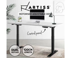 Artiss Standing Desk Adjustable Height Desk Dual Motor Black Frame White Desk Top 120cm