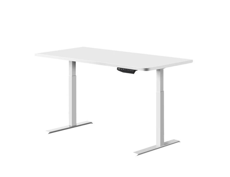 Artiss Standing Desk Adjustable Height Desk Dual Motor White Frame White Desk Top 140cm