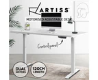 Artiss Standing Desk Adjustable Height Desk Dual Motor White Frame White Desk Top 120cm