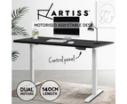 Artiss Standing Desk Adjustable Height Desk Dual Motor White Frame Black Desk Top 140cm