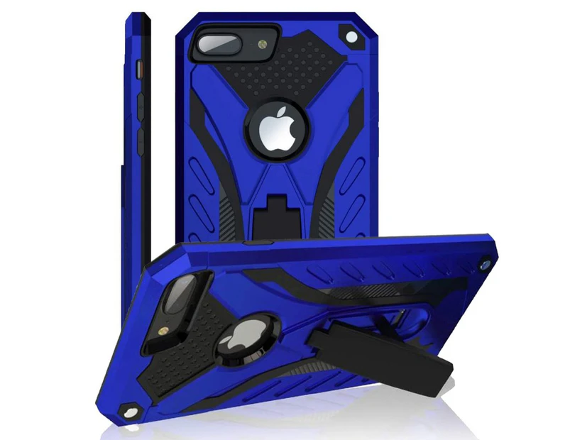 For iPhone 7 PLUS Case, Armour Strong Shockproof Tough Cover with Kickstand Blue