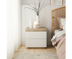 Coastal Wooden Bedside Table With White Drawers