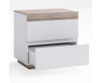Coastal Wooden Bedside Table With White Drawers