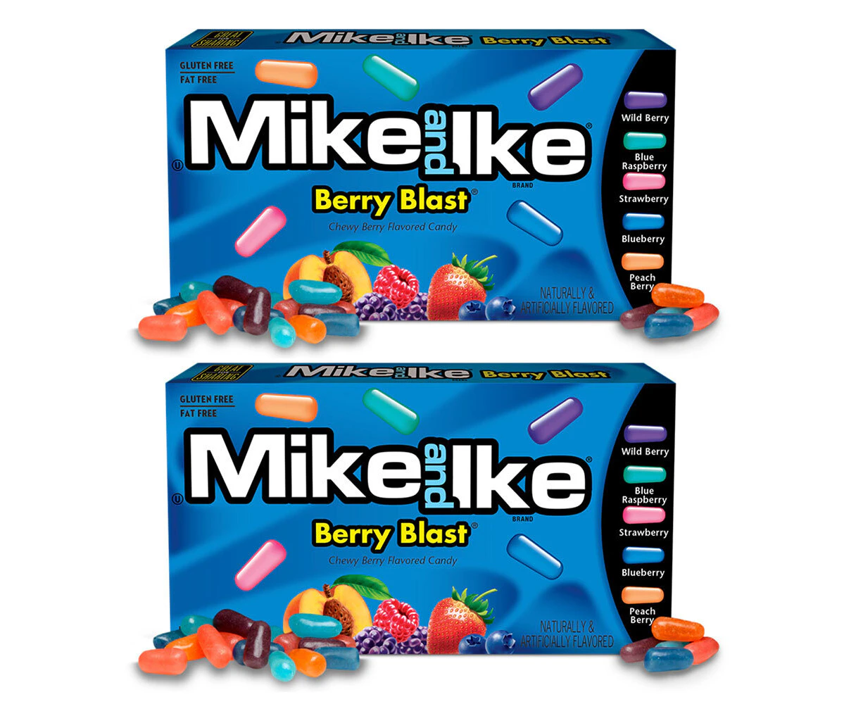 2 x Mike & Ike 141g Berry Blast Fruit Flavoured Chewy Confectionery Candy/Sweet