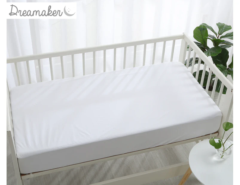 Dreamaker Bamboo Cotton Jersey Waterproof Cot Fitted Mattress Protector