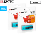 2 x EMTEC 64GB B250 USB 2.0 Flash Drive