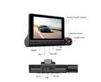 4 inch 3-Lens Dashcam, Night Vision, DVR Dash Cam, 3 Cameras, Front, Rear & Reversing Camera