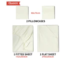 JustLINEN 300 TC Queen Size Bedding Soft Bed Sheet Set - Cream