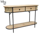 Willow & Silk Coastal Oval Console Table - Natural/Black