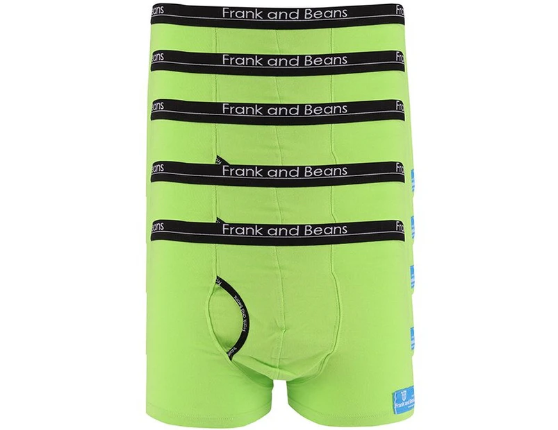 Mens Cotton Boxer Briefs Trunks 5 Pack - Frank and Beans Underwear - Green